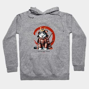 Samurai Cat Warrior Design with Sun Tzu Wisdom Hoodie